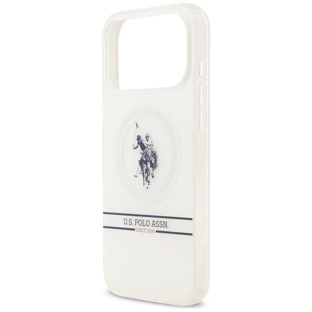 US Polo DH and Bottom Stripe Logo MagSafe Case for iPhone 17 Pro Max - White 5