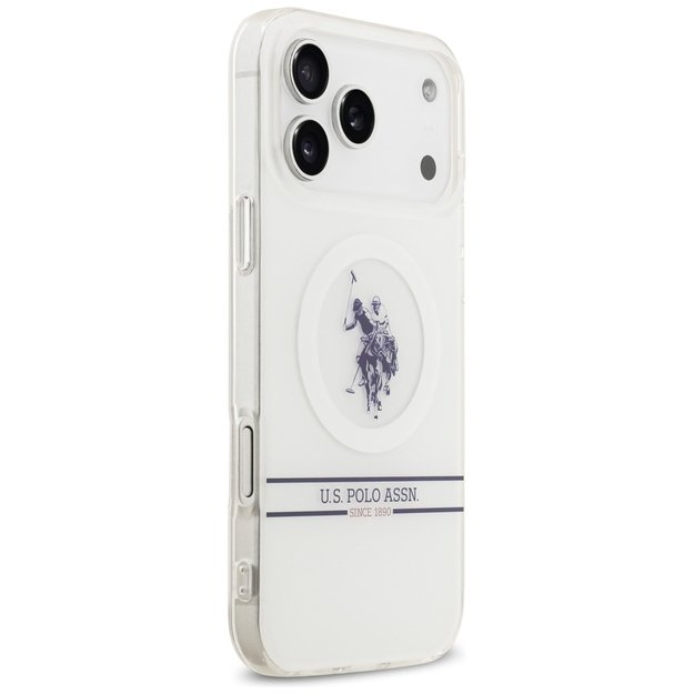 US Polo DH and Bottom Stripe Logo MagSafe Case for iPhone 17 Pro Max - White 3