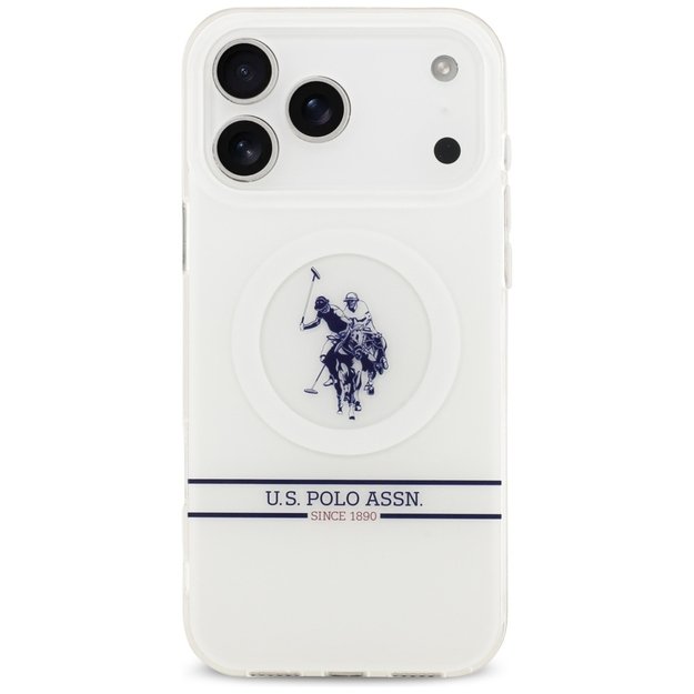 US Polo DH and Bottom Stripe Logo MagSafe Case for iPhone 17 Pro Max - White 2