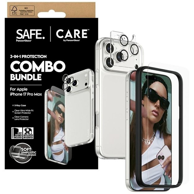 CARE by PanzerGlass Fashionable Combo 3in1 Case + Glass + Lens for iPhone 17 Pro Max 3