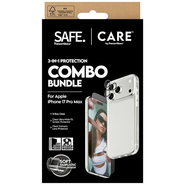 CARE by PanzerGlass Fashionable Combo 3in1 Case + Glass + Lens for iPhone 17 Pro Max 4