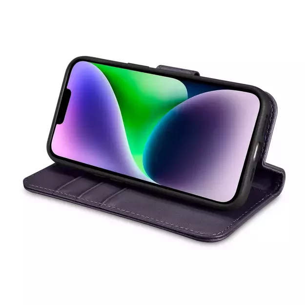 iCarer Wallet Case 2in1 Cover iPhone 14 Plus Anti-RFID Leather Flip Case Dark Purple (WMI14220727-DP) 8