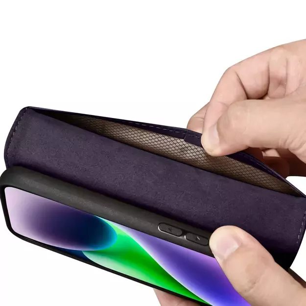 iCarer Wallet Case 2in1 Cover iPhone 14 Plus Anti-RFID Leather Flip Case Dark Purple (WMI14220727-DP) 10