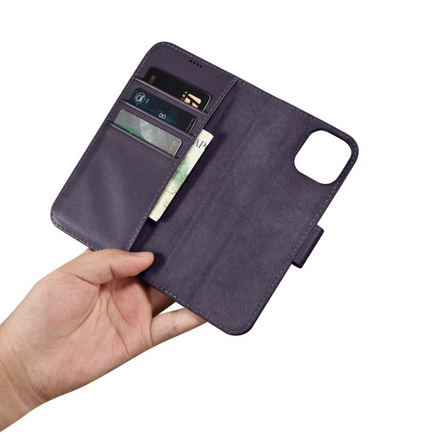 iCarer Wallet Case 2in1 Cover iPhone 14 Plus Anti-RFID Leather Flip Case Dark Purple (WMI14220727-DP) 17