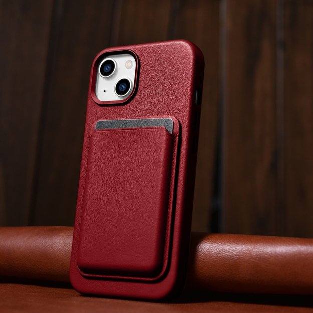 iCarer Case Leather case cover made of natural leather for iPhone 14 Plus red (compatible with MagSafe) 8