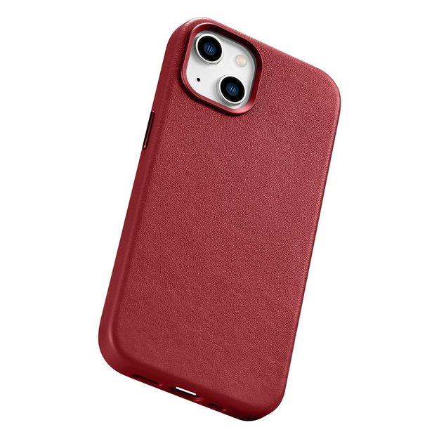iCarer Case Leather case cover made of natural leather for iPhone 14 Plus red (compatible with MagSafe) 6