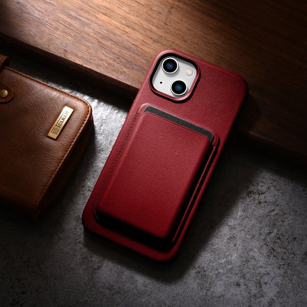 iCarer Case Leather case cover made of natural leather for iPhone 14 Plus red (compatible with MagSafe) 12