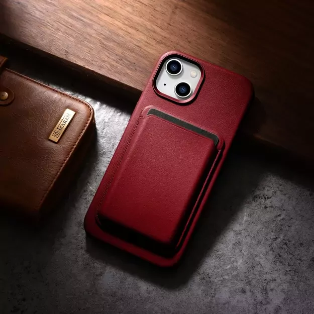 iCarer Case Leather case cover made of natural leather for iPhone 14 Plus red (compatible with MagSafe) 39