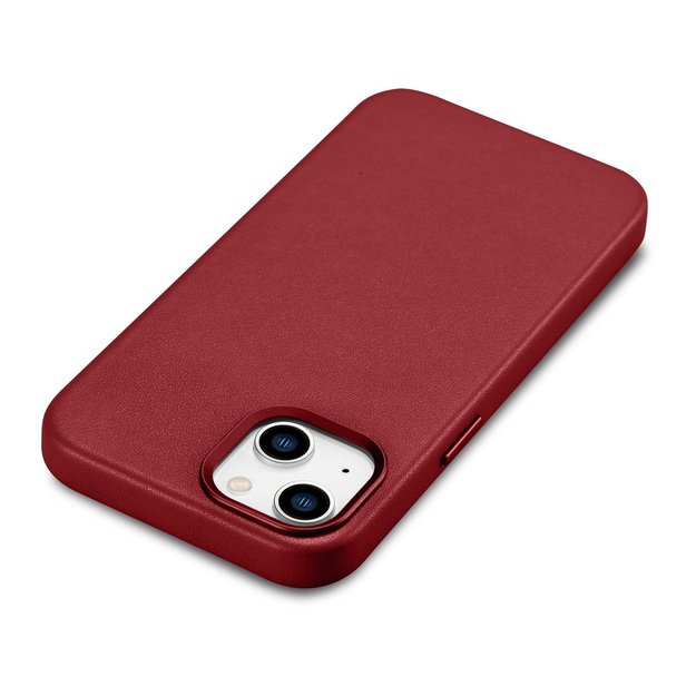 iCarer Case Leather case cover made of natural leather for iPhone 14 Plus red (compatible with MagSafe) 5