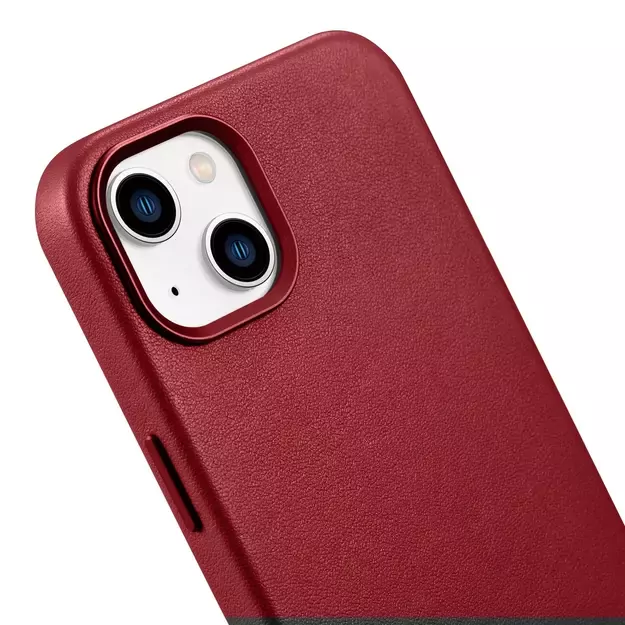 iCarer Case Leather case cover made of natural leather for iPhone 14 Plus red (compatible with MagSafe) 30