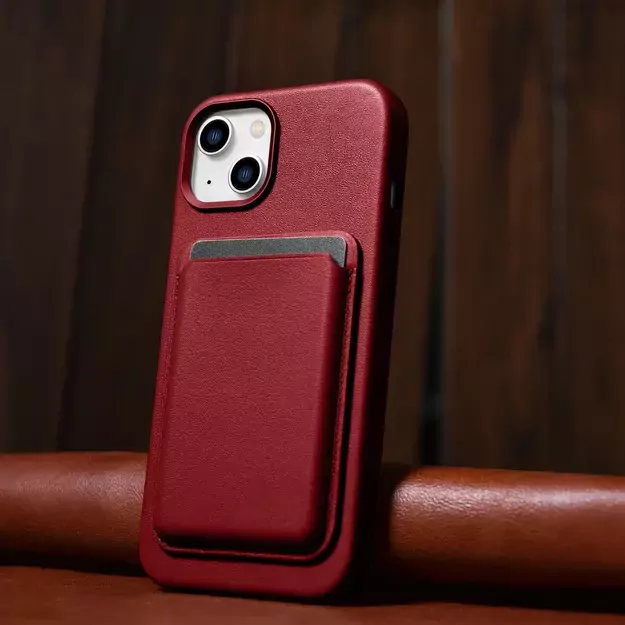 iCarer Case Leather case cover made of natural leather for iPhone 14 Plus red (compatible with MagSafe) 35
