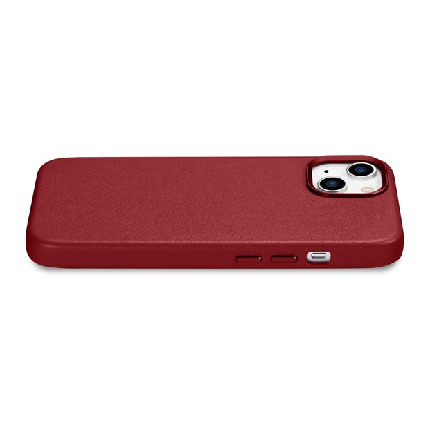 iCarer Case Leather case cover made of natural leather for iPhone 14 Plus red (compatible with MagSafe) 4
