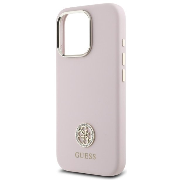 Guess Silicone Logo Strass 4G case for iPhone 16 Pro Max - light pink 5