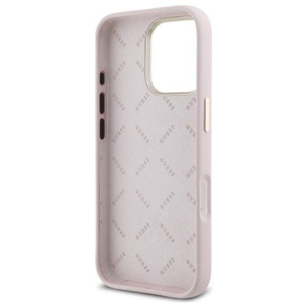 Guess Silicone Logo Strass 4G case for iPhone 16 Pro Max - light pink 6