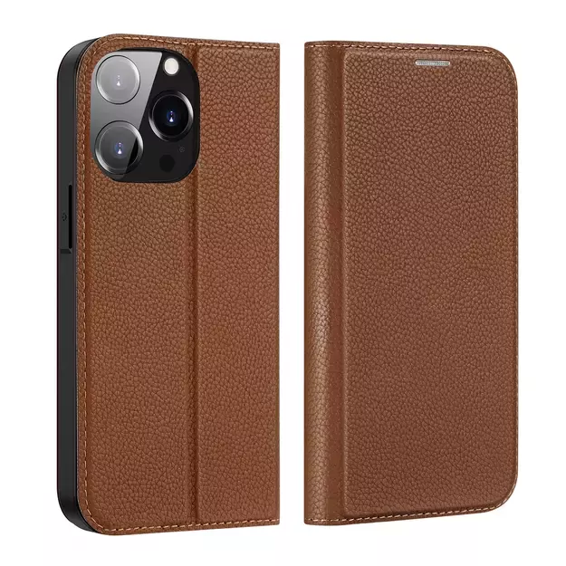 Dux Ducis Skin X2 case for iPhone 14 Pro case with magnetic flap brown 14