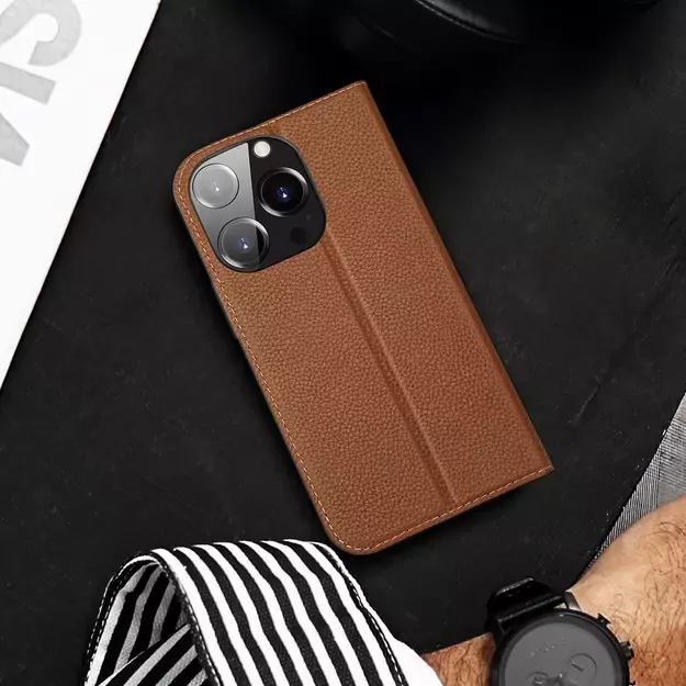 Dux Ducis Skin X2 case for iPhone 14 Pro case with magnetic flap brown 18