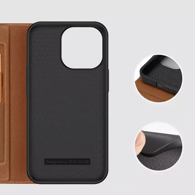 Dux Ducis Skin X2 case for iPhone 14 Pro case with magnetic flap brown 22