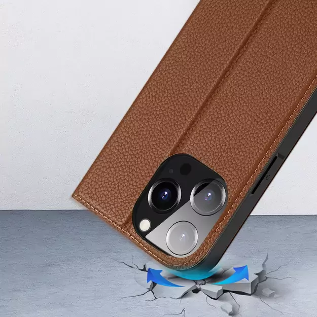 Dux Ducis Skin X2 case for iPhone 14 Pro case with magnetic flap brown 25