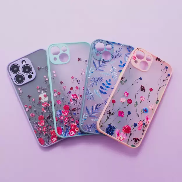 Design Case case for iPhone 13, blue flower cover 6