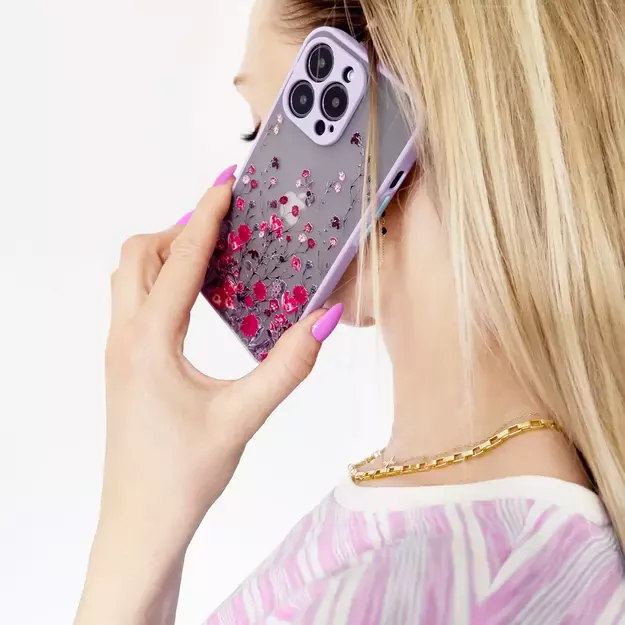 Design Case case for iPhone 13, blue flower cover 4