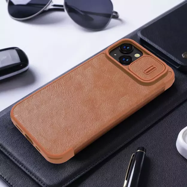 Nillkin Qin Leather Pro Case iPhone 14 Plus Camera Cover Holster Cover Flip Case Blue 23