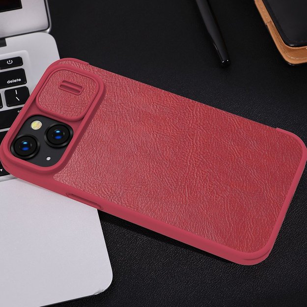 Nillkin Qin Leather Pro Case iPhone 14 Plus Camera Cover Holster Cover Flip Case Blue 28