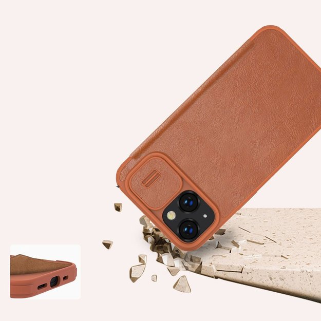 Nillkin Qin Leather Pro Case iPhone 14 Plus Camera Cover Holster Cover Flip Case Blue 20