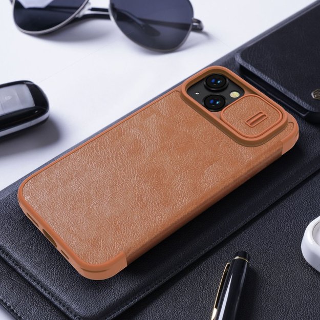 Nillkin Qin Leather Pro Case iPhone 14 Plus Camera Cover Holster Cover Flip Case Blue 27