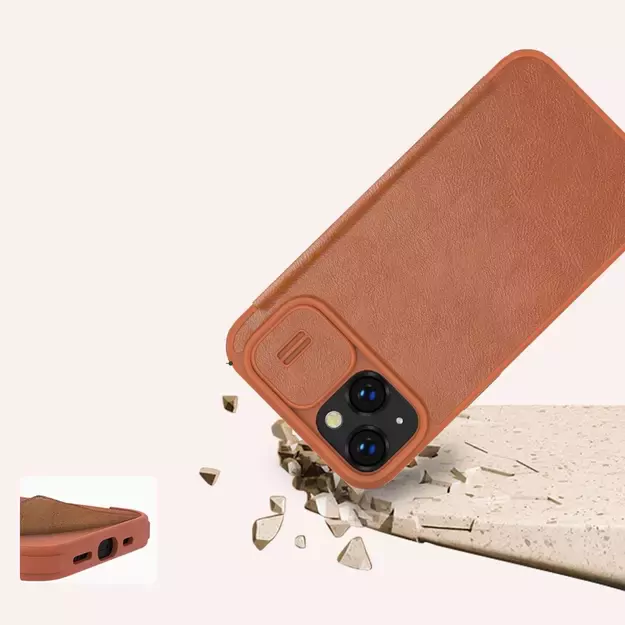 Nillkin Qin Leather Pro Case iPhone 14 Plus Camera Cover Holster Cover Flip Case Blue 15