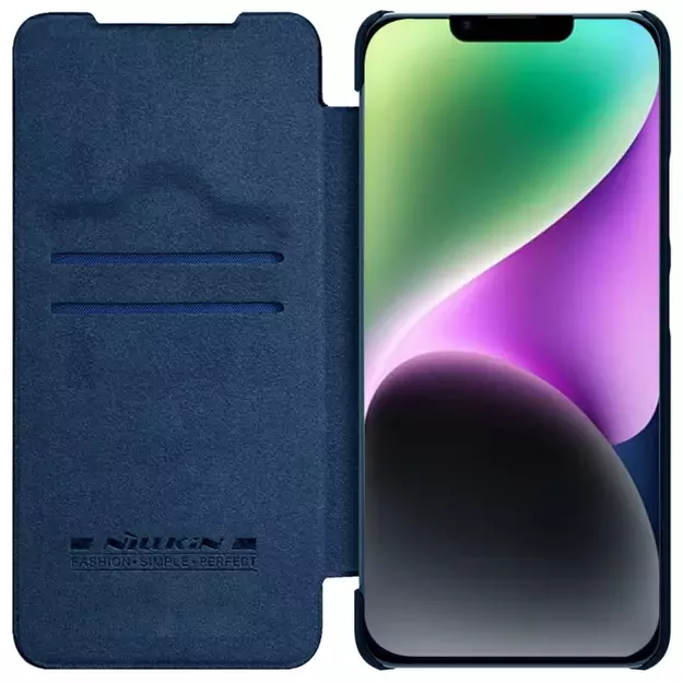 Nillkin Qin Leather Pro Case iPhone 14 Plus Camera Cover Holster Cover Flip Case Blue 1