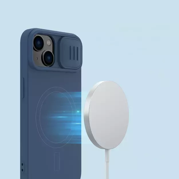Nillkin CamShield Magnetic Silicone Case iPhone 14 Plus Magnetic MagSafe Cover with Camera Protector Blue 21