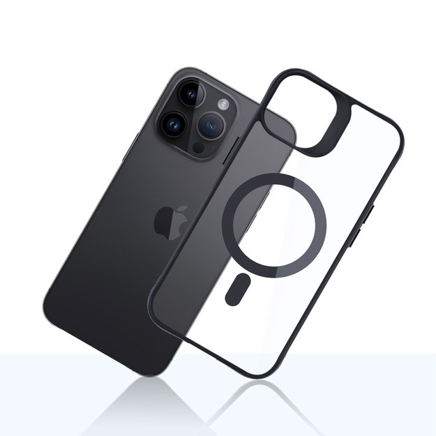 3mk Satin Armor MagCase with MagSafe for iPhone 14 Pro - Clear with Black Frame 1