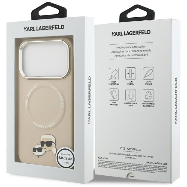 Karl Lagerfeld Karl &amp  Choupette Pins MagSafe Case for iPhone 17 Pro - Beige 7