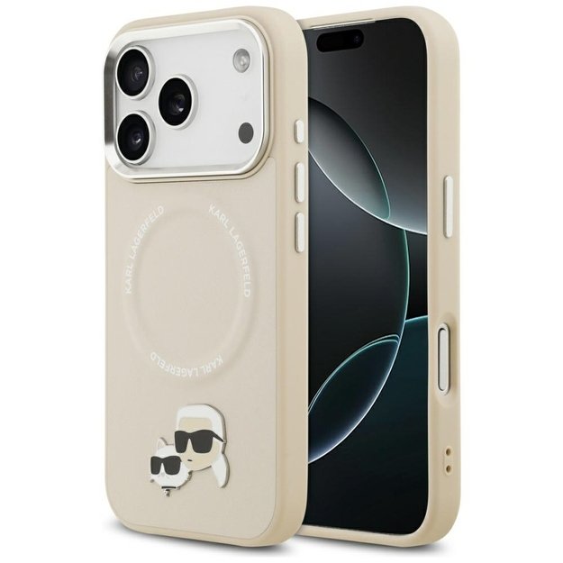 Karl Lagerfeld Karl &amp  Choupette Pins MagSafe Case for iPhone 17 Pro - Beige