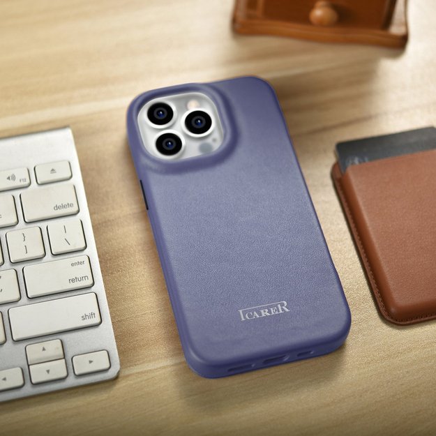 iCarer CE Premium Leather Folio Case iPhone 14 Pro Magnetic Flip Leather Folio Case MagSafe Light Purple (WMI14220714-LP) 24