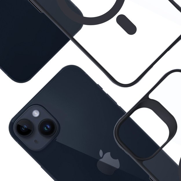 3mk Satin Armor MagCase with MagSafe for iPhone 14 Plus - Clear with Black Frame 5