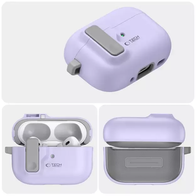 Tech-Protect Slim Hook Case with Carabiner for Apple AirPods Pro 1 / 2 - Purple 10