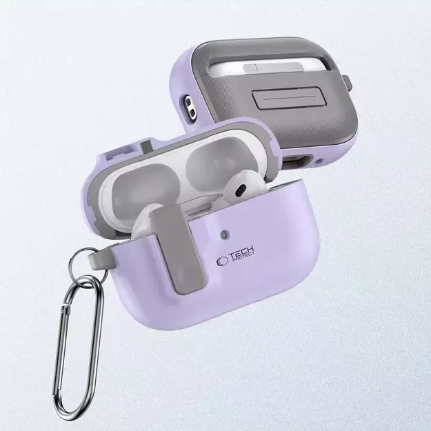 Tech-Protect Slim Hook Case with Carabiner for Apple AirPods Pro 1 / 2 - Purple 9
