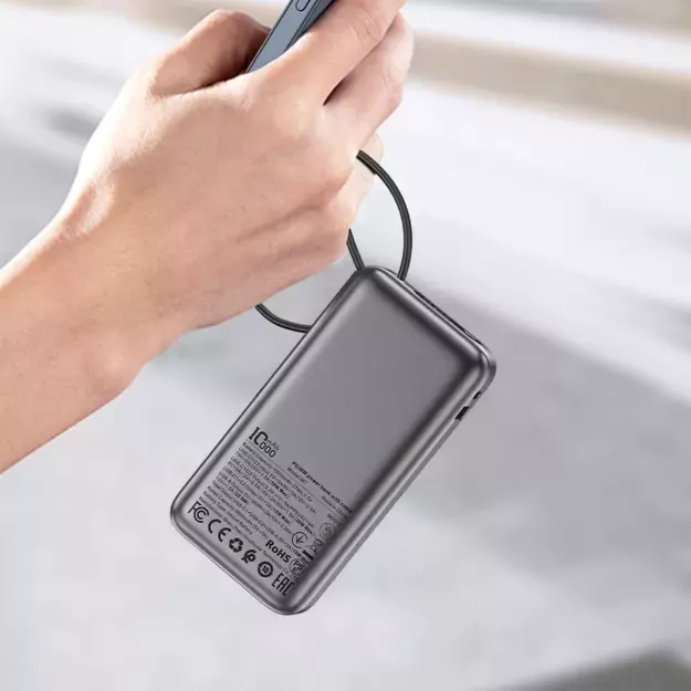 Acefast M7-10000 PD30W Powerbank with Built-in Cable - Black 6