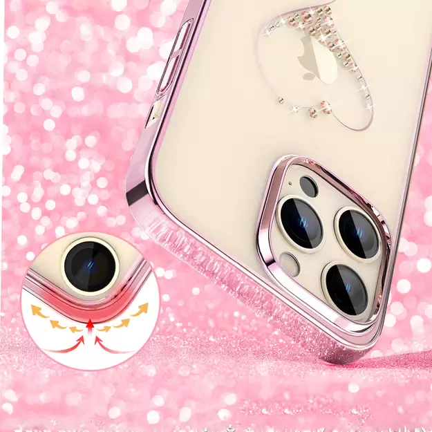 Silicone case with Swarovski crystals Kingxbar Wish Series for iPhone 14 Plus - pink 7