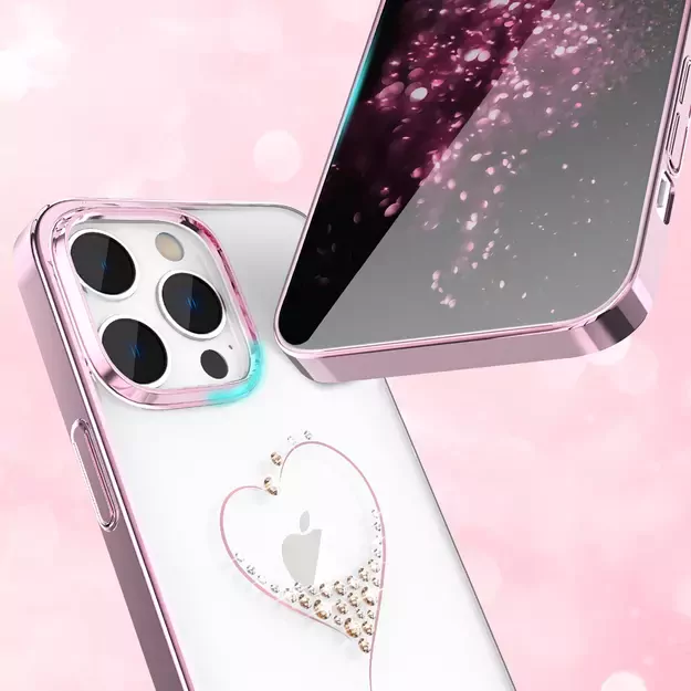 Silicone case with Swarovski crystals Kingxbar Wish Series for iPhone 14 Plus - pink 8