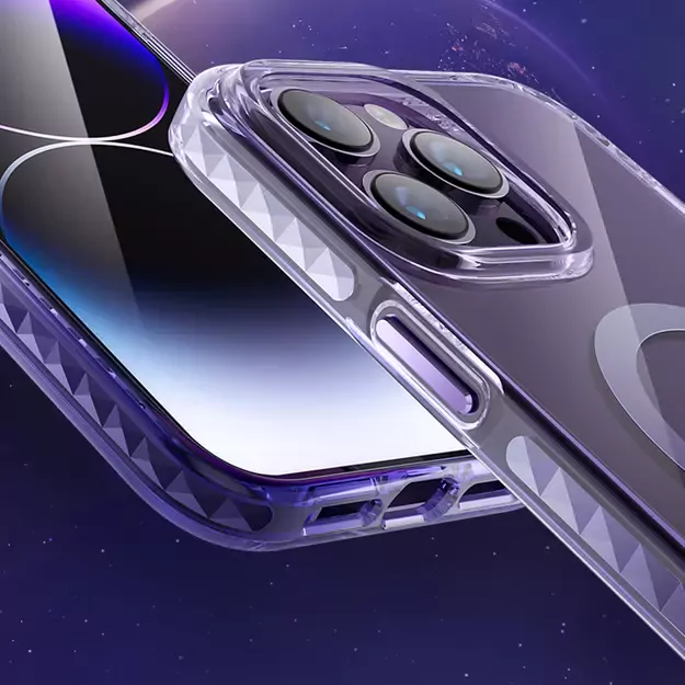 Kingxbar PQY Ice Crystal Series magnetic case for iPhone 14 Plus MagSafe purple 12