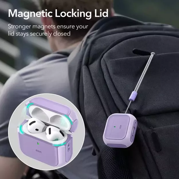 ESR Orbit Halolock MagSafe case for Apple AirPods 4 - purple 8