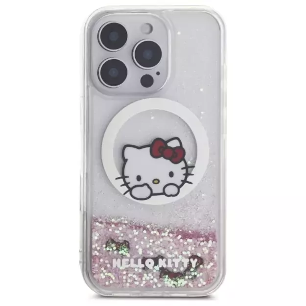 Hello Kitty Liquid Glitter Sweet Kitty Bows MagSafe iPhone 16 Pro Case - White 9