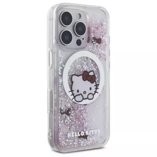 Hello Kitty Liquid Glitter Sweet Kitty Bows MagSafe iPhone 16 Pro Case - White 10