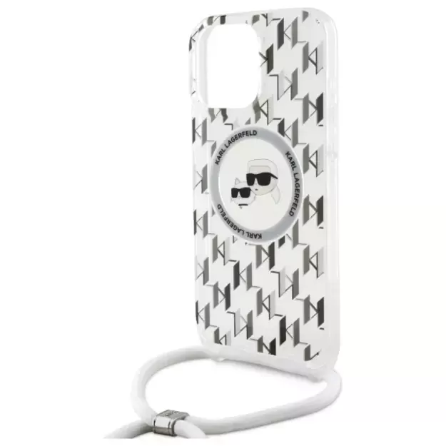 Karl Lagerfeld IML Crossbody Monogram Karl &amp  Choupette Head MagSafe Case for iPhone 16 Pro - Clear 10