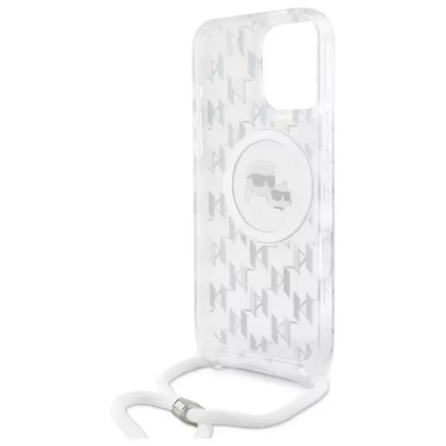 Karl Lagerfeld IML Crossbody Monogram Karl &amp  Choupette Head MagSafe Case for iPhone 16 Pro - Clear 11