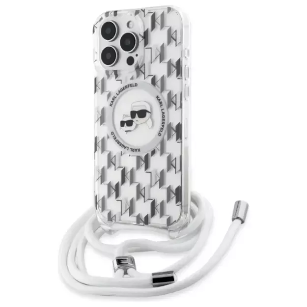 Karl Lagerfeld IML Crossbody Monogram Karl &amp  Choupette Head MagSafe Case for iPhone 16 Pro Max - Clear
