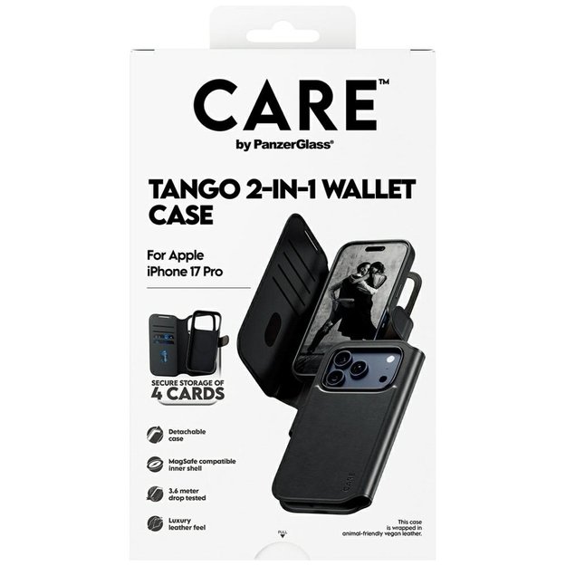 CARE by PanzerGlass Feature Tango 2in1 Wallet Case MagSafe for iPhone 17 Pro - Black 4