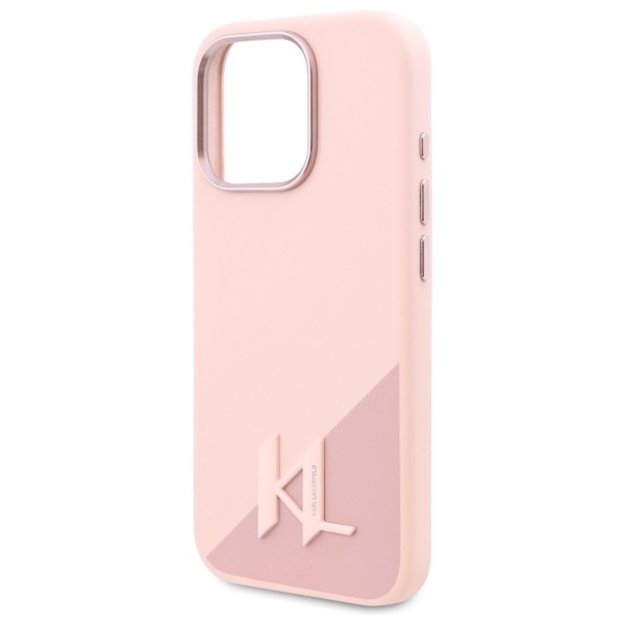 Karl Lagerfeld Silicone Shadow Metal Initial MagSafe Case for iPhone 16 Pro Max - Pink 5